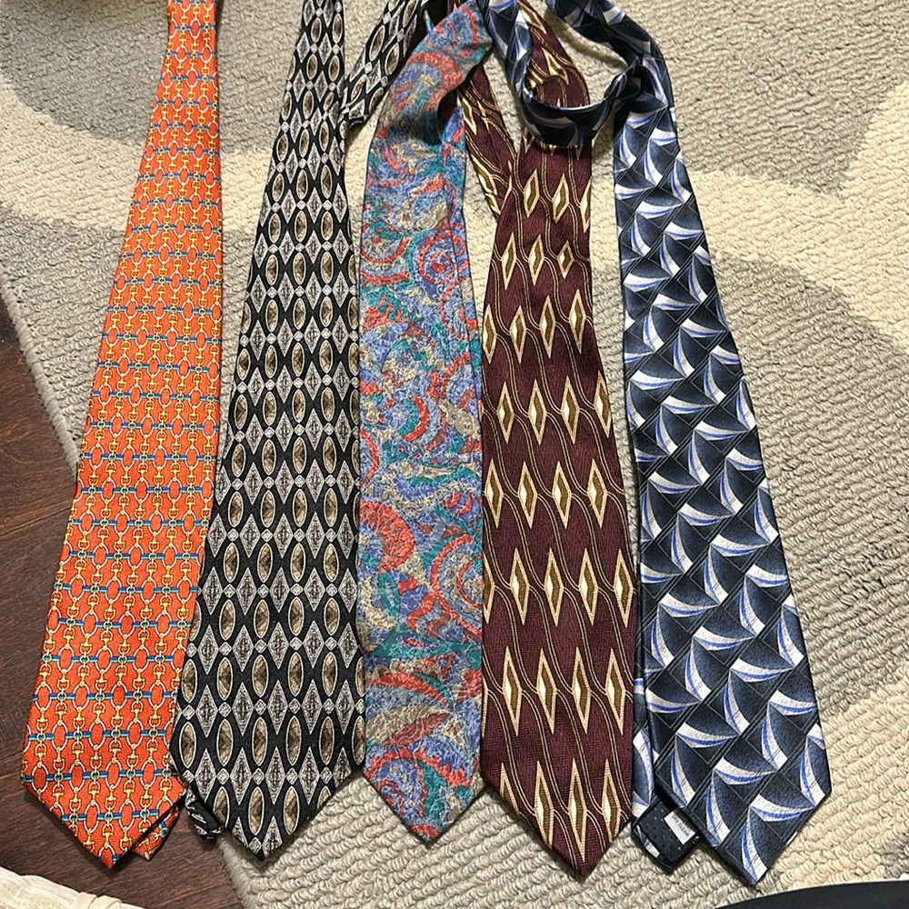 Luxury Silk Tie Lot Marchese di Genin Pierre Cardin Geoffrey Beene King Size